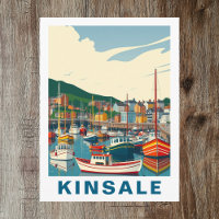Retro Kinsale Cork Ireland Travel Postcard