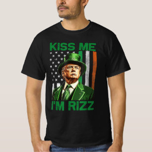 Retro Kiss Me I'm Rizz Trump Irish Shamrock T-Shirt