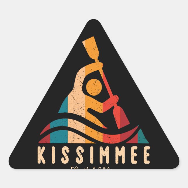 Retro Kissimmee Kayaking Triangle Sticker (Front)