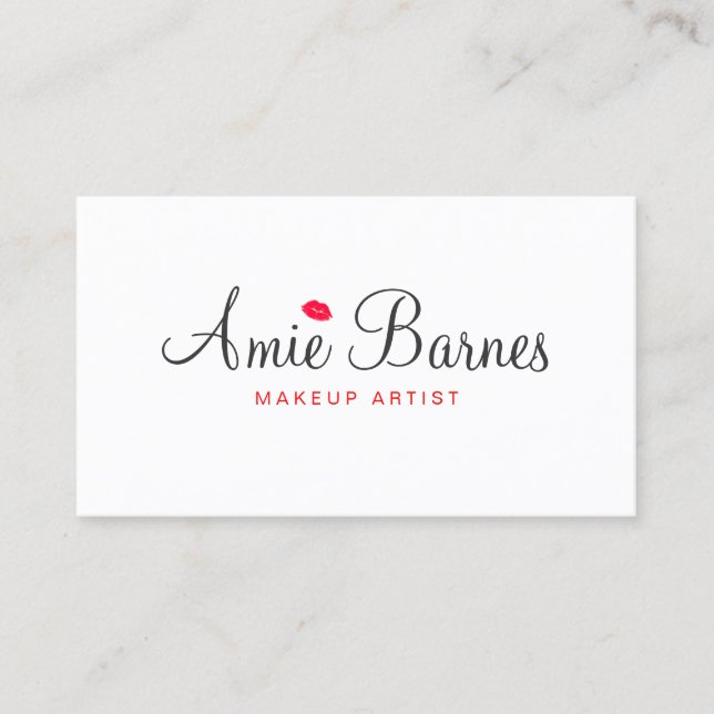 Retro Kissing Lips Makeup Artist White Beauty Business Card (Front)