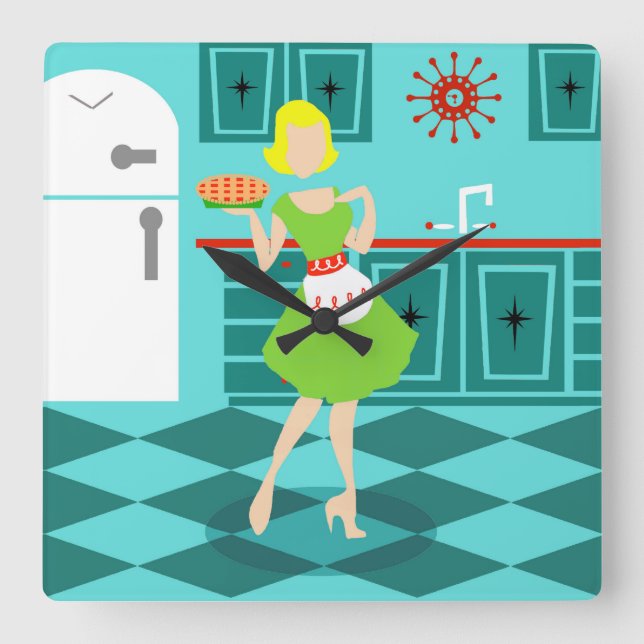 Retro Kitchen Acrylic Wall Clock (Front)