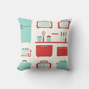 Retro Kitchen Appliances Pattern Cushion