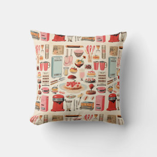 Retro Kitchen Cakes and Tools Cushion
