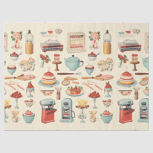 Retro Kitchen Cakes and Tools Tissue Paper
