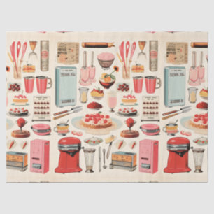 Retro Kitchen Cakes and Tools Tissue Paper