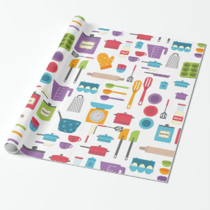 retro kitchen chef cook baking wrapping paper