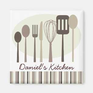 Retro Kitchen Cooking Utensils Personalised Magnet