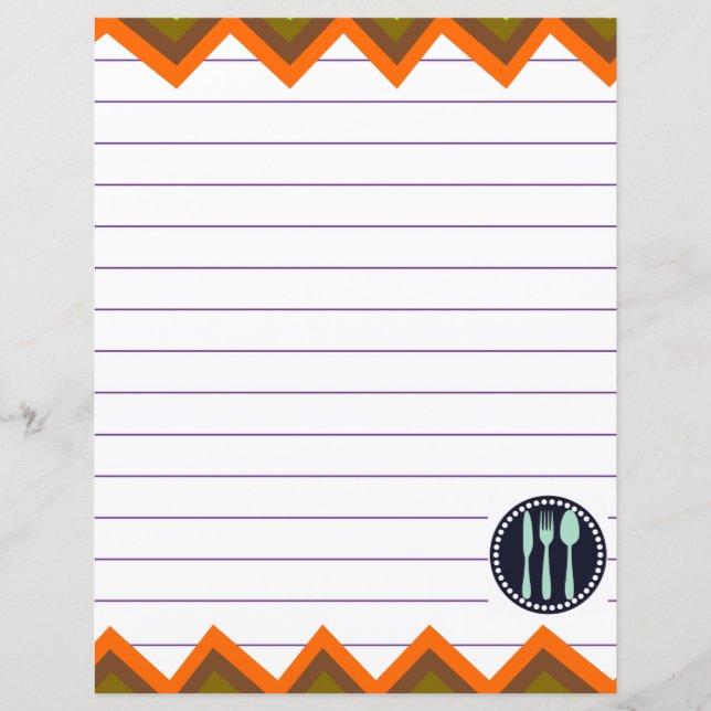 Retro Kitchen Cooking Utensils Zigzag Chevron (Front)