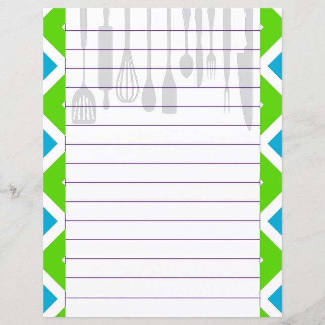 Retro Kitchen Cooking Utensils Zigzag Chevron (Front)