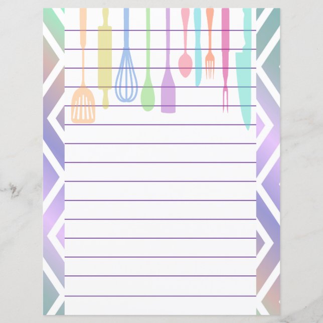 Retro Kitchen Cooking Utensils Zigzag Chevron (Front)