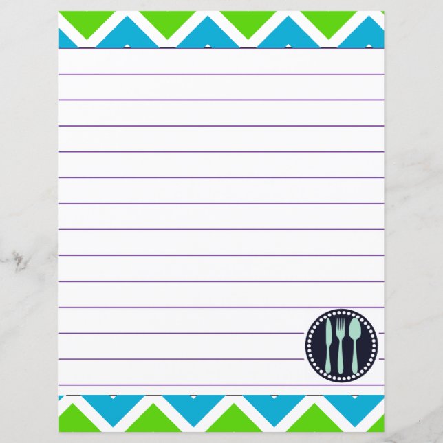 Retro Kitchen Cooking Utensils Zigzag Chevron (Front)