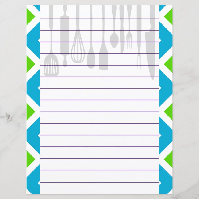 Retro Kitchen Cooking Utensils Zigzag Chevron (Front)