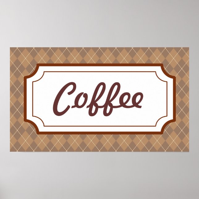 Retro Kitchen Diner Coffee Sign Wall Art Poster (Front)