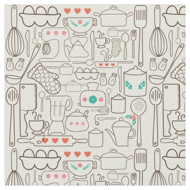 Retro Kitchen in Cream Fabric (Close Up)