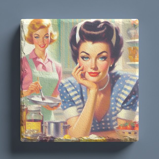 Retro Kitchen Painting Stone Coaster (Creator Uploaded)