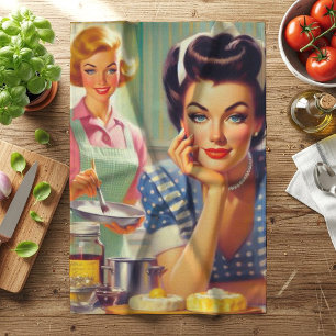 Retro Kitchen Painting Tea Towel