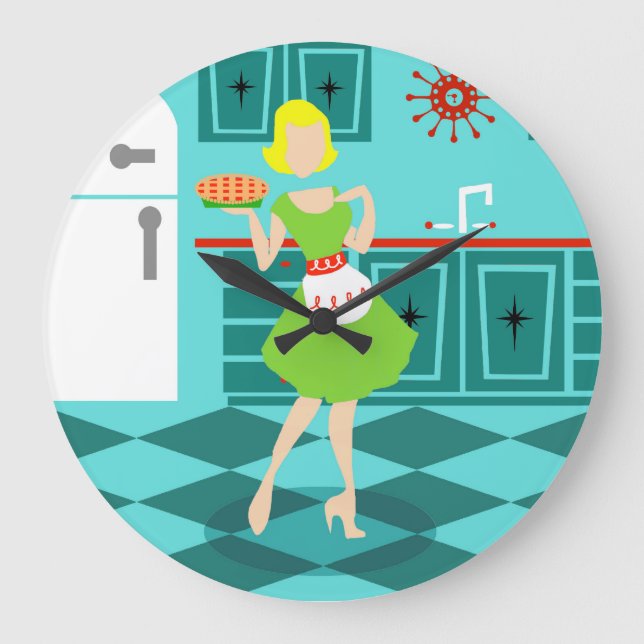 Retro Kitchen Round Acrylic Wall Clock (Front)