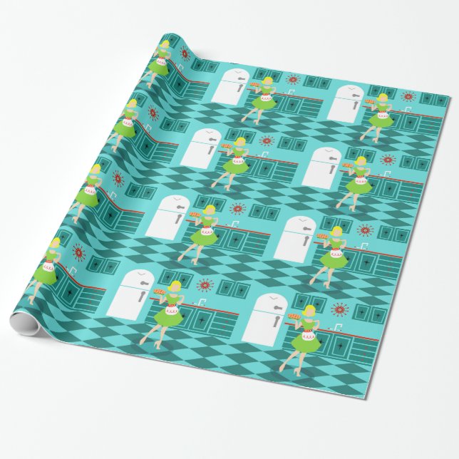 Retro Kitchen Wrapping Paper (Unrolled)