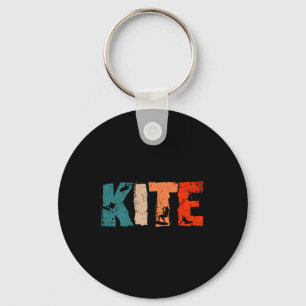 Retro Kite Surfing Design With Kite Silhouette Kit Key Ring
