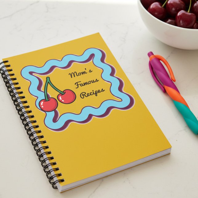 Retro Kitsch 70s Cherry Moms Famous Recipes Book (Kitsch notebook for moms famous recipes with retro cherries by Darling & May)