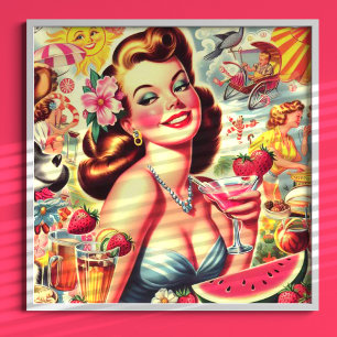 Retro Kitsch Cute Pinup Poster