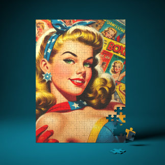 Retro Kitsch Pulp Pinup Collage Jigsaw Puzzle