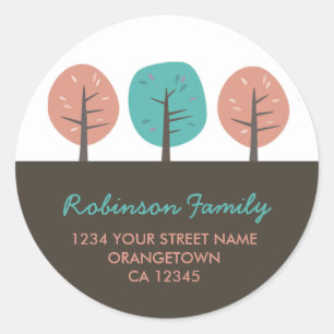 Retro Kitsch Trees Return Address Stickers