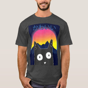 Retro Kitten Neko Synthwave Japan 80s Manga Haraju T-Shirt