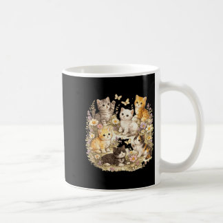 Retro Kitten Vintage Floral Cat Cottagecore Cat Coffee Mug