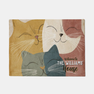 Retro Kittens House Interior Decor Welcome  Doormat