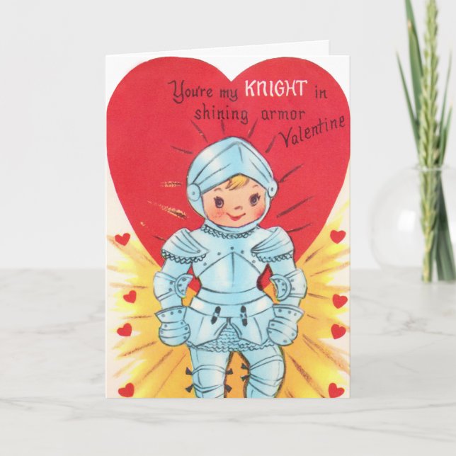 Retro Knight Valentine Holiday Card (Front)