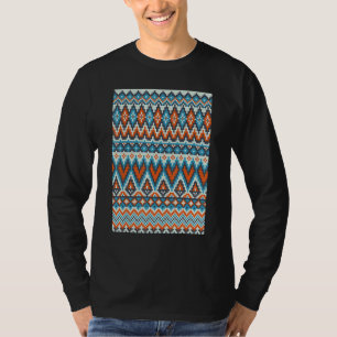 Retro Knitting Crocheting  Knitter Ethnic Pixel Ar T-Shirt