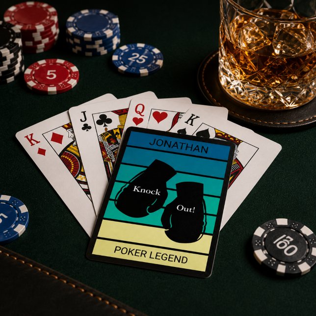 Retro Knock Out Poker Legend Custom Playing Cards (Personalize with the Poker Legend's name.  Change 'Poker Legend' to something else if you wish.)