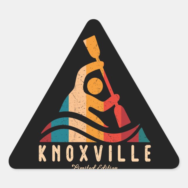 Retro Knoxville Kayaking Triangle Sticker (Front)