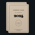 Retro kraft 2025 calendar corporate business holiday card<br><div class="desc">A modern and simple holiday card with a practical 2025 calendar,  to customize with your company info and logo,  perfect as a holiday promotional item.</div>