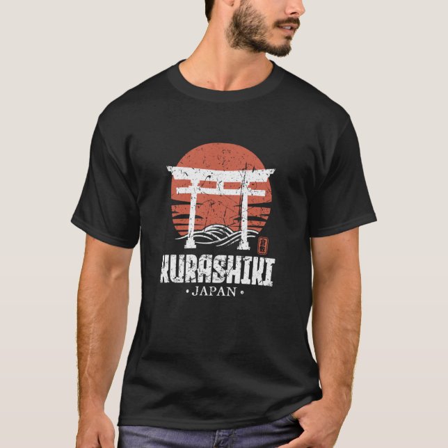 Retro Kurashiki Japan Torii Gate Japanese Kanji So T-Shirt (Front)