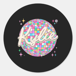 Retro Kylie First Name I Love Kylie Personalised D Classic Round Sticker