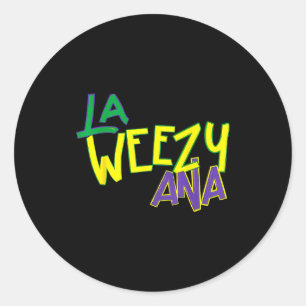 Retro La Weezy Ana Happy Mardi Gras Louisiana New  Classic Round Sticker