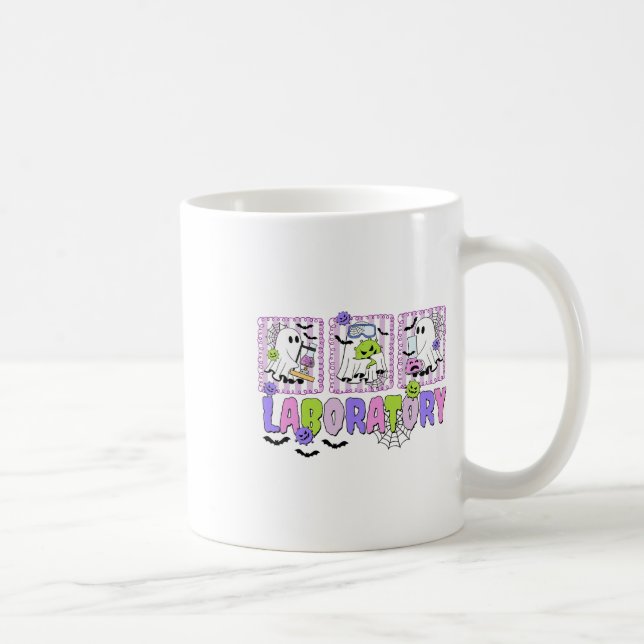 Retro Laboratory Halloween Ghost Lab Tech Medical  Coffee Mug (Right)