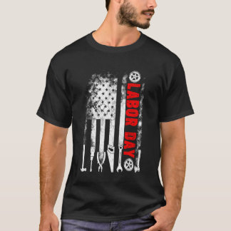 Retro Labour Day Patriotic Union Workers USA Flag T-Shirt