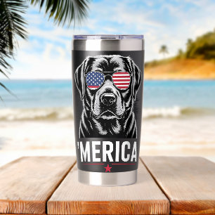 Retro Labrador Retriever American Flag USA Dog 4th Insulated Tumbler
