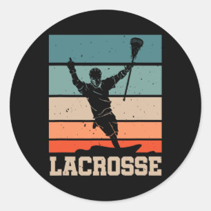 Retro Lacrosse Player Lax Stick Lacrosse Team  Classic Round Sticker