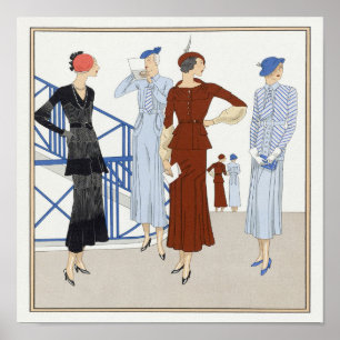 Retro Ladies Hats Heels Waiting Fashion Show Poster