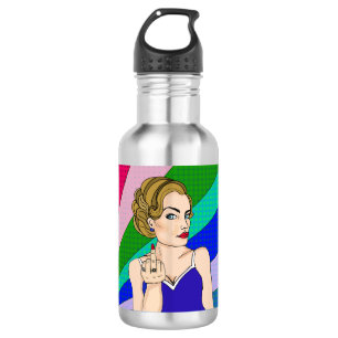 Retro Lady Flipping the Bird 532 Ml Water Bottle