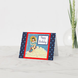 Retro Lady for Him or Her Gender Neutral Birthday Card