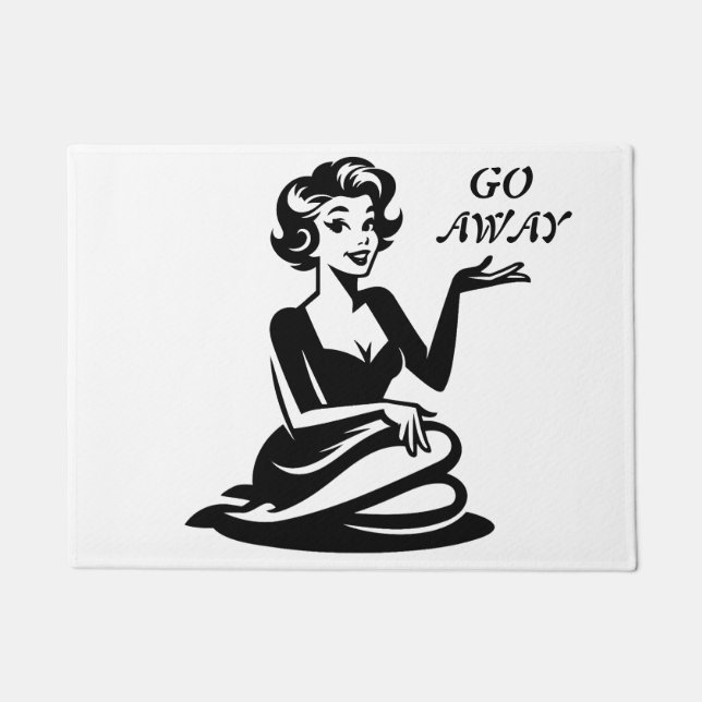 Retro Lady Go Away Doormat (Front)