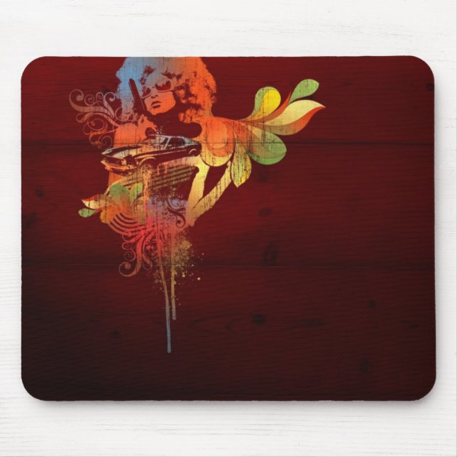 retro lady mouse pad (Front)