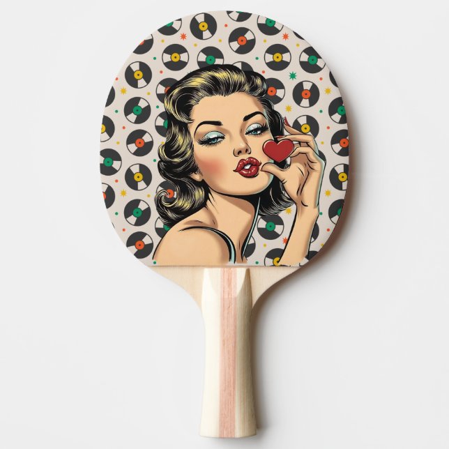 Retro Lady  Ping Pong Paddle (Front)