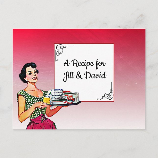 Retro Lady Wedding Recipe Card (Front)