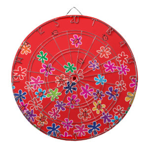 Retro Ladybugs and flowers Dartboard